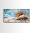 Seashell Art, Coastal Landscape, Nautical Wall Art, Rustic Wall Art, Extra Wide Art, Horizontal Wall Art, Framed Canvas Print, Beach House Decor