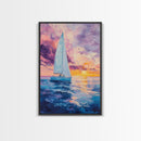 Sailboat Painting, Ocean Sunset Art, Nautical Wall Art, Coastal Landscape, Romantic Seascape, Living Room Art, Canvas Print