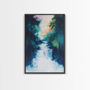Waterfall Painting, Moody Art, Coastal Landscape Art, Framed Canvas Print, Above Sofa Art, Living Room Art, Vertical Wall Art