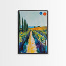 Vineyard Path, Tuscany painting, landscape painting, farmhouse art, rustic decor, above couch art, framed canvas print, wall art