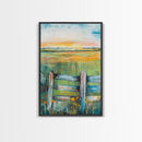 Field Sunset, wildflower painting, landscape painting, rustic wall art, nature wall art, bedroom art, framed canvas print, home decor