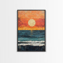 Vibrant Sunset Seascape Canvas Print, Beach House Art, Coastal Sunset Painting, Ocean View Wall Art, Nautical Home Decor, Serene Landscape