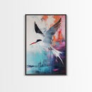 Soaring Bird Framed Canvas Print Coastal Wall Art, Seabird Painting, Ocean Blue Decor, Modern Minimalist Art, Vibrant Nature Artwork