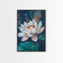 Lotus Flower Canvas Print Zen Wall Art Spiritual Meditation Decor Feminine Botanical Painting Bedroom Bathroom Boho Gift