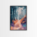 Enchanted Forest Path Framed Canvas Print | Mystical Woodland Art | Fantasy Landscape Painting | Nature Lover Wall Decor