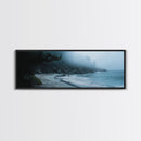Foggy Beach Framed Canvas Print Moody Coastal Wall Art, Ocean Mist Seascape, Minimalist Nature Print, Tranquil Living Room Decor