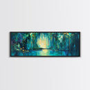Magical Forest Lake Framed Canvas Print Fantasy Nature Wall Art Mystical Greenery Home Decor Living Room Office Gift
