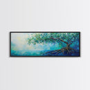 Mystical Tree Art Canvas Print Blue Abstract Nature Wall Decor Dreamy Coastal Artwork Living Room or Bedroom Accent Minimalist Boho