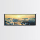 Ocean Sunset Canvas Print Coastal Waves Painting, Golden Horizon Seascape, Nautical Wall Decor, Beach House Art, Bedroom Wall Art