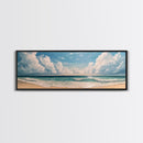Ocean Wave Horizon Canvas Print Coastal Seascape Wall Art, Tranquil Beach Painting, Nautical Home Decor, Relaxing Living Room Artwork