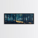 Enchanted Forest Art Framed Canvas Print - Dark Moody Woodland Painting, Nature Wall Art, Mystical Trees, Living Room Aesthetic