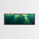 Green Abstract Swirl Framed Canvas Print - Modern Minimalist Wall Art, Deep Emerald Painting, Living Room Decor, Office Artwork