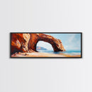 Natural Rock Arch Painting Coastal Cliff Seascape Wall Art Earthy Ocean Landscape Artwork Canvas Print Beach House Decor