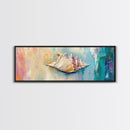 Textured Seashell Framed Canvas Print Beach House Decor, Coastal Wall Art, Pastel Ocean Painting, Nautical Theme, Home Decor