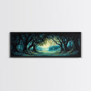 Enchanted Forest Framed Canvas Print Magical Woodland Scene, Nature Wall Art, Fantasy Art, Dark Green Landscape, Home Decor