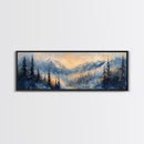 Misty Forest Sunrise Canvas Print Mountain Landscape Painting Nature Inspired Rustic Wall Art Cozy Living Room Decor Fall Aesthetic