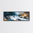 Wild River Rapids Framed Canvas Print Nature Landscape Art Rustic Cabin Wall Decor Adventure Themed Living Room Wall Art