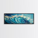Ocean Wave, Blue Coastal Wall Art, Water Splash Painting, Beach House Decor, Canvas Print, Nautical Style, Bathroom Artwork