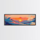 Sunset Glow, Scenic Ocean Painting, Warm Beach Art, Coastal Decor, Framed Canvas Print, Living Room Artwork, Ocean Lover Gift