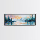 Mountain Lake, Sunset Reflection, Winter Scenery, Framed Canvas Print, Nature Wall Art, Cabin Decor, Home Art, Bedroom Decor