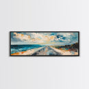 Coastal Highway Canvas Print, Ocean Road Painting, Scenic Landscape Wall Art, Travel Decor, Abstract Artwork, Office Wall Art
