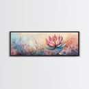 Print Blooming Lotus Flower Wall Art, Boho Floral Artwork, Feminine Botanical Decor, Bedroom Art, Pink and Blue Painting