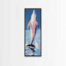 Leaping Dolphin, Ocean Wildlife, Canvas Print, Beach House Wall Art, Blue Coastal Aesthetic, Marine Life Art, Living Room Decor