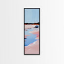 Seaside Landscape, Water Reflection, Abstract Art, Framed Canvas Print, Soft Pastel Colors, Modern Coastal Decor, Serene Wall Art