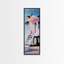 Tropical Beach House, Coastal Canvas Print, Modern Wall Art, Pastel Home Decor, Living Room Artwork, Beach Aesthetic, Bedroom Art
