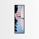 Harbor Reflections, Nautical Wall Art, Coastal Painting, Blue and Pink Decor, Ocean Home, Minimalist Seascape, Framed Canvas Print