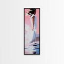 Windblown Woman, Feminine Wall Art, Dreamy Pastel Painting, Ethereal Beach Scene, Boho Chic Home, Minimalist Figure, Canvas Print