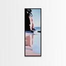 Clifftop Ocean View, Coastal Landscape Art, Serene Blue Decor, Nature Inspired Painting, Beach House Aesthetic, Framed Canvas Print