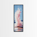 Ocean Splash, Coastal Abstract, Surreal Wave, Framed Canvas Print, Minimalist Seascape, Living Room Wall Art, Dreamy Blue and Pink