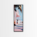 Beach House, Oceanfront Living, Coastal Home, Framed Canvas Print, Tropical Wall Art, Soft Pastel Aesthetic, Living Room Wall Art