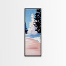Winter Landscape, Snowy Trees, Blue Sky, Framed Canvas Print, Minimalist Art, Modern Decor, Living Room Wall Art, Christmas Aesthetic