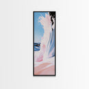Ocean Wave, Beach Movement, Coastal Energy, Soft Pink Blue Seascape, Surf Lover Art, Modern Framed Canvas Print, Relaxing Wall Decor