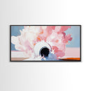Abstract Explosion, Pink Cloud Art, Surreal Dreamy Painting, Modern Pastel Wall Decor, Whimsical Home Aesthetic, Framed Canvas Print