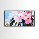 Pink Cherry Blossoms, Floral Wall Art, Romantic Botanical Print, Spring Bloom Decor, Nature-Inspired Aesthetic, Bedroom Framed Canvas Print