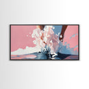 Splashing Water, Abstract Ocean Art, Pink Blue Aesthetic, Coastal Wall Decor, Modern Minimalist, Living Room Art, Canvas Print