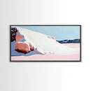 Sand Dunes, Ocean Breeze, Coastal Serenity, Pastel Beach, Framed Canvas Print, Minimalist Art, Modern Home Decor, Living Room Wall Art