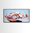 Seashell Bowl, Coastal Still Life, Beach House Decor, Ocean Aesthetic, Nautical Kitchen Wall Art, Minimalist Art, Canvas Print, Summer Vibes