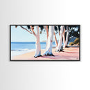 Eucalyptus Grove, Coastal Path, Sunlit Trees, Relaxing Beach Scene, Natural Beauty, Soft Pastel Tones, Modern Home, Canvas Print