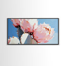 Cactus Blossoms, Desert Botanical Art, Vibrant Succulent, Pink Flowering Cactus, Bohemian Aesthetic, Canvas Print, Living Room