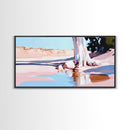 Desert Oasis, Lone Tree, Tranquil Reflection, Canvas Print, Southwestern Art, Earthy Color Palette, Minimalist Nature, Living Room Wall Art