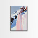 Snowy Mountains, Winter Landscape, Framed Canvas Print, Cozy Cabin Wall Art, Scenic Nature Painting, Alpine Decor, Christmas Home Aesthetic