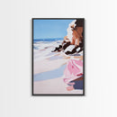 Ocean Cliffs, Coastal View, Framed Canvas Print, Beach House Wall Art, Minimalist Seascape, Nautical Home Aesthetic, Summer Vibes