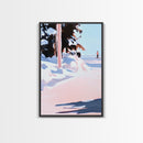 Winter Landscape, Snow Scene, Skiing Artwork, Canvas Print, Holiday Wall Art, Christmas Aesthetic, Cabin Decor, Living Room Wall Art