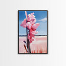 Pink Wildflower, Country Landscape, Nature Scene, Rustic Home Decor, Farmhouse Art, Spring Aesthetic, Framed Canvas Print, Entryway