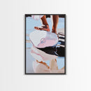 Foot on Sphere, Abstract Art, Surreal Decor, Pastel Aesthetic, Framed Canvas Print, Modern Home, Unique Wall Art, Living Room Painting