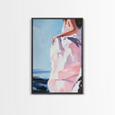 Elegant Woman, Fashion Art, Feminine Aesthetic, Minimalist Painting, Chic Wall Art, Soft Pastel Decor, Canvas Print, Bedroom Wall Art